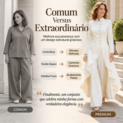 💖Oferta Incrível da Black Friday – 50% de desconto!💖💜Frete Grátis🖤Conjunto Feminino Elegante de Casaco Longo e Calças de Perna Larga