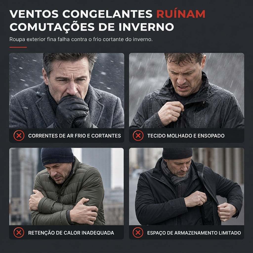 Casaco de Algodão Acolchoado de Inverno Espesso de Comprimento Médio para Homens, Casual de Negócios para Homens de Meia-Idade