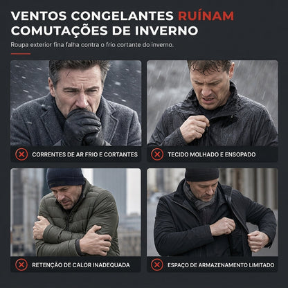 Casaco de Algodão Acolchoado de Inverno Espesso de Comprimento Médio para Homens, Casual de Negócios para Homens de Meia-Idade