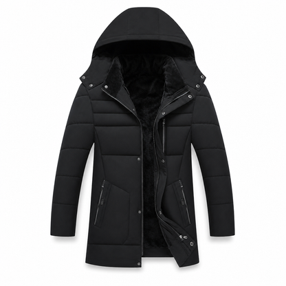 Casaco de Algodão Acolchoado de Inverno Espesso de Comprimento Médio para Homens, Casual de Negócios para Homens de Meia-Idade