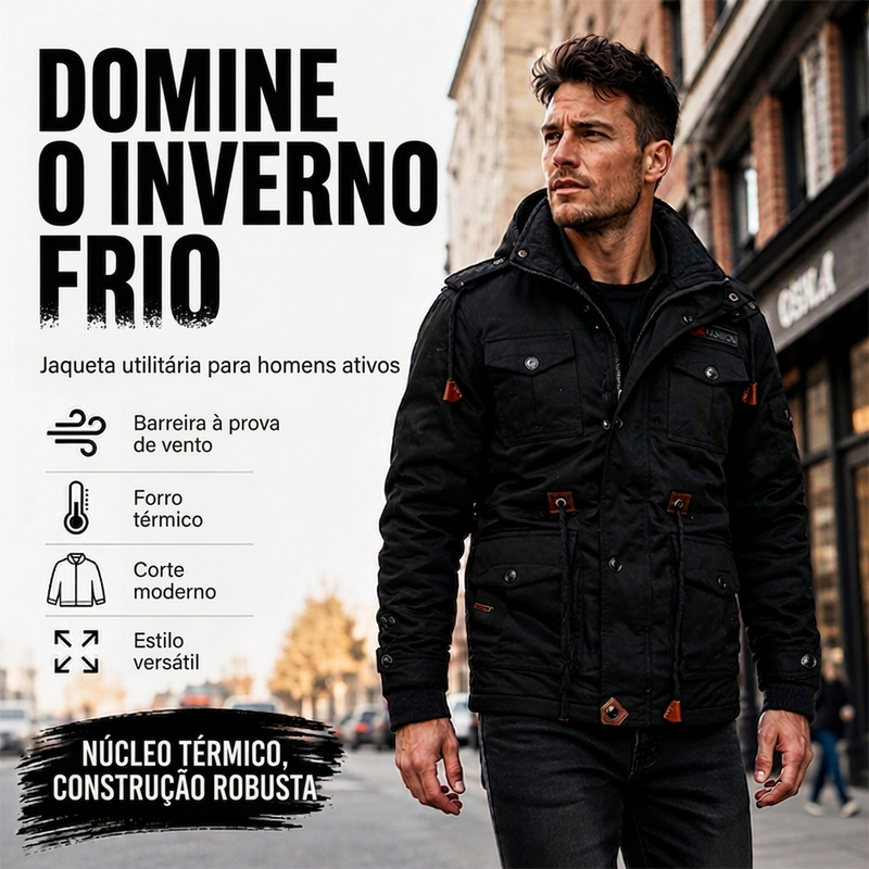 Jaqueta térmica de inverno para homens com capuz removível