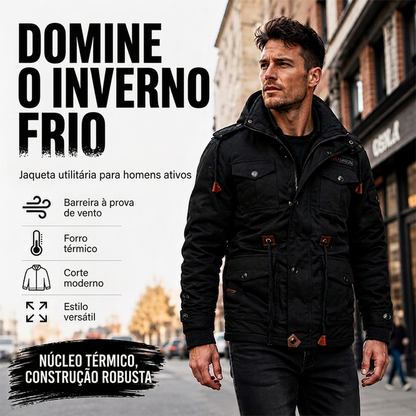 Jaqueta térmica de inverno para homens com capuz removível