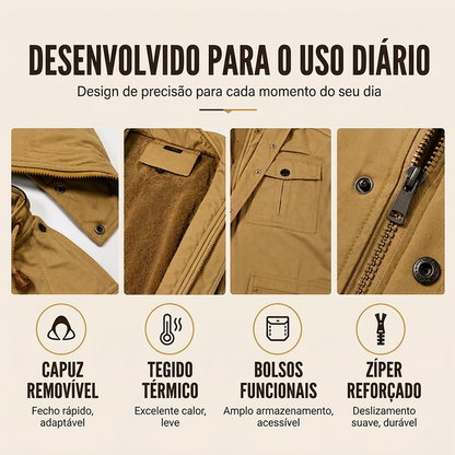 Jaqueta térmica de inverno para homens com capuz removível