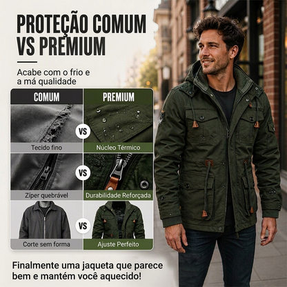 Jaqueta térmica de inverno para homens com capuz removível