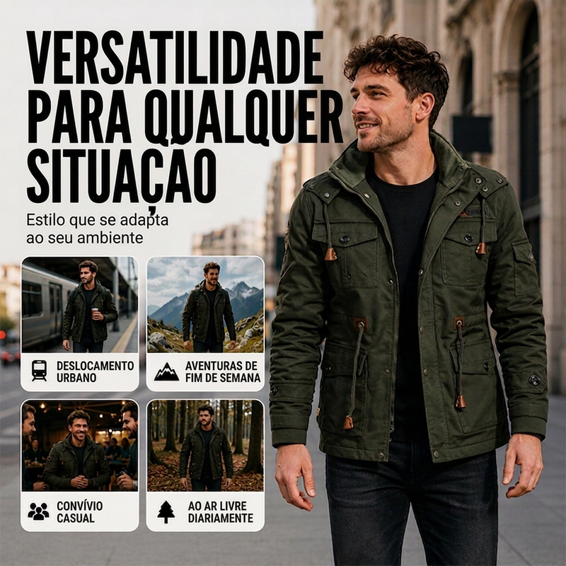 Jaqueta térmica de inverno para homens com capuz removível