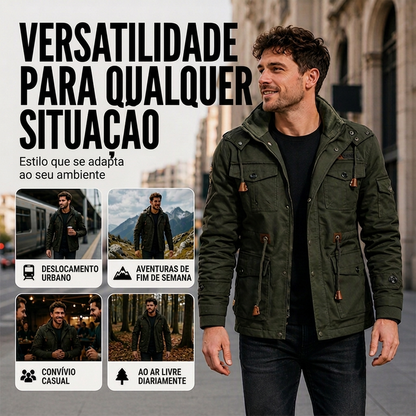 Jaqueta térmica de inverno para homens com capuz removível
