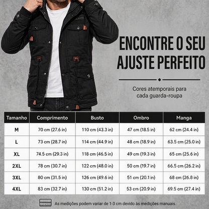 Jaqueta térmica de inverno para homens com capuz removível