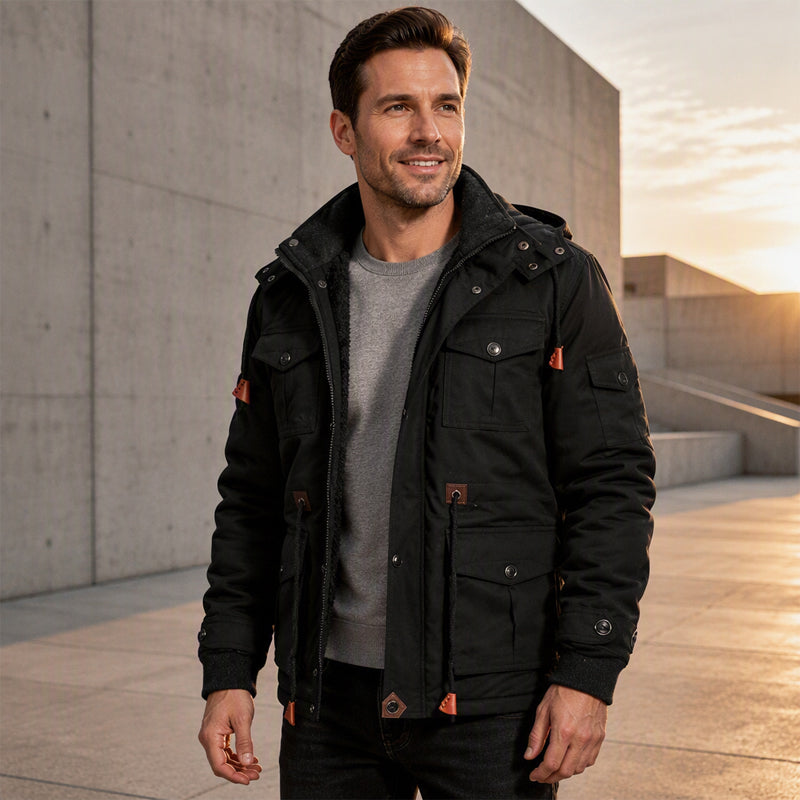 Jaqueta térmica de inverno para homens com capuz removível