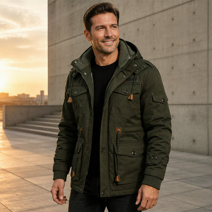Jaqueta térmica de inverno para homens com capuz removível
