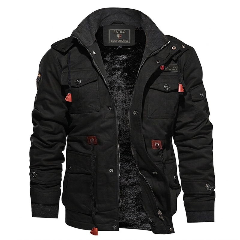 Jaqueta térmica de inverno para homens com capuz removível