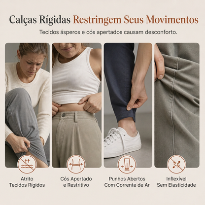 Calça Jogger de Veludo Cotim Casual Feminina