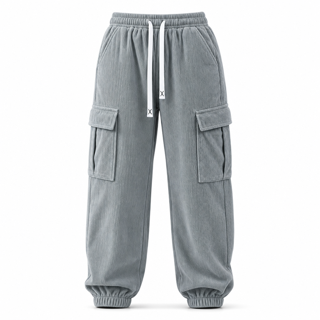 Calça Jogger de Veludo Cotim Casual Feminina