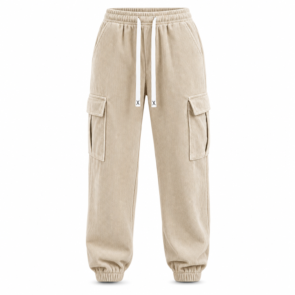 Calça Jogger de Veludo Cotim Casual Feminina