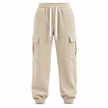 Calça Jogger de Veludo Cotim Casual Feminina
