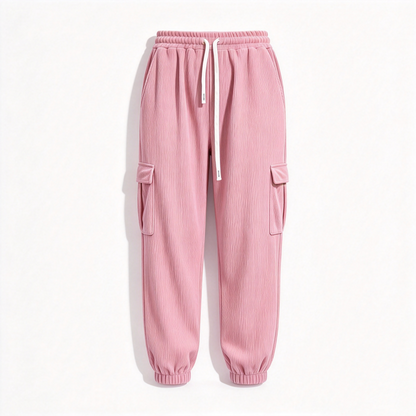 Calça Jogger de Veludo Cotim Casual Feminina