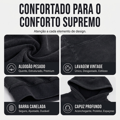 Moletom Unissex Casual Oversized com Lavagem Ácida