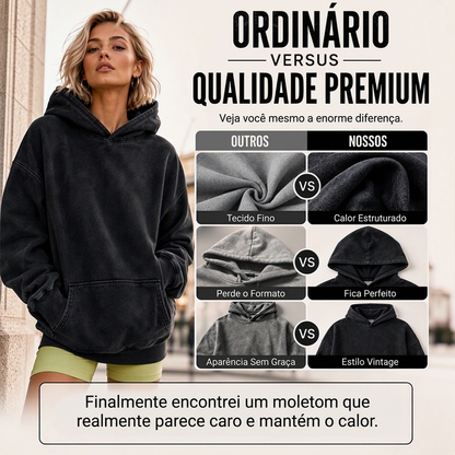 Moletom Unissex Casual Oversized com Lavagem Ácida