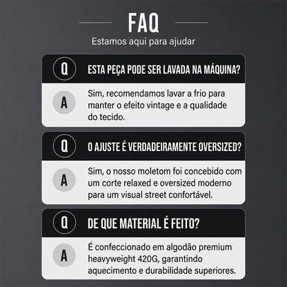 Moletom Unissex Casual Oversized com Lavagem Ácida
