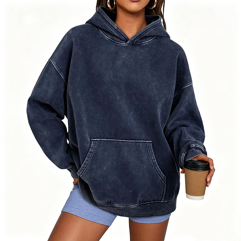 Moletom Unissex Casual Oversized com Lavagem Ácida
