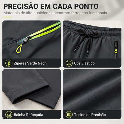 Calças esportivas casuais femininas com bolsos com zíper