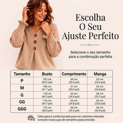 Suéter de tricô gola V feminino