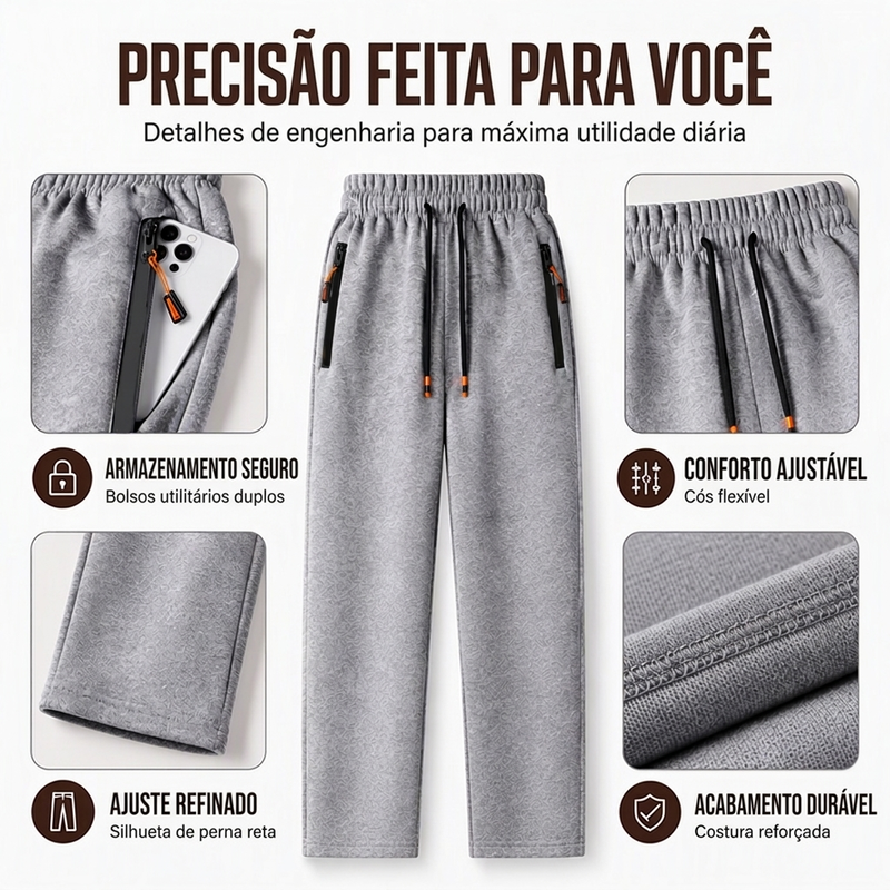 Calças de moletom térmicas confortáveis de inverno para homens