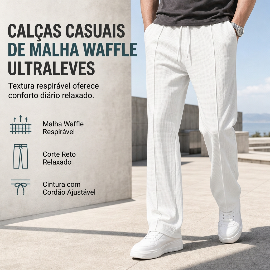 Calças esportivas masculinas de corte casual e solto
