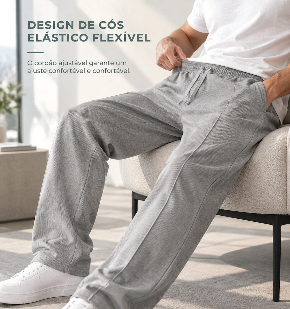 Calças esportivas masculinas de corte casual e solto