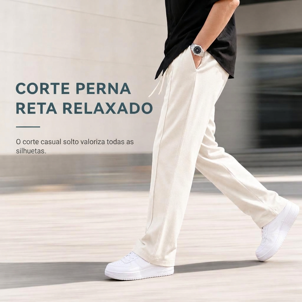 Calças esportivas masculinas de corte casual e solto