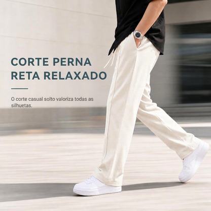 Calças esportivas masculinas de corte casual e solto