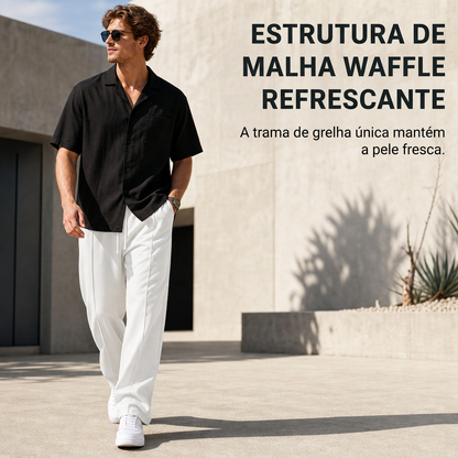 Calças esportivas masculinas de corte casual e solto
