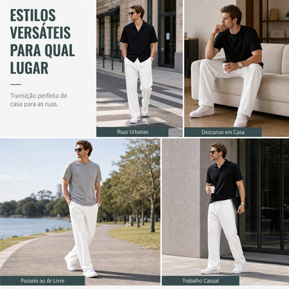 Calças esportivas masculinas de corte casual e solto