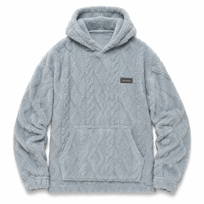 Moletom com capuz forrado de lã para inverno masculino, estampa jacquard, manga longa, pulôver, para uso casual e atividades ao ar livre