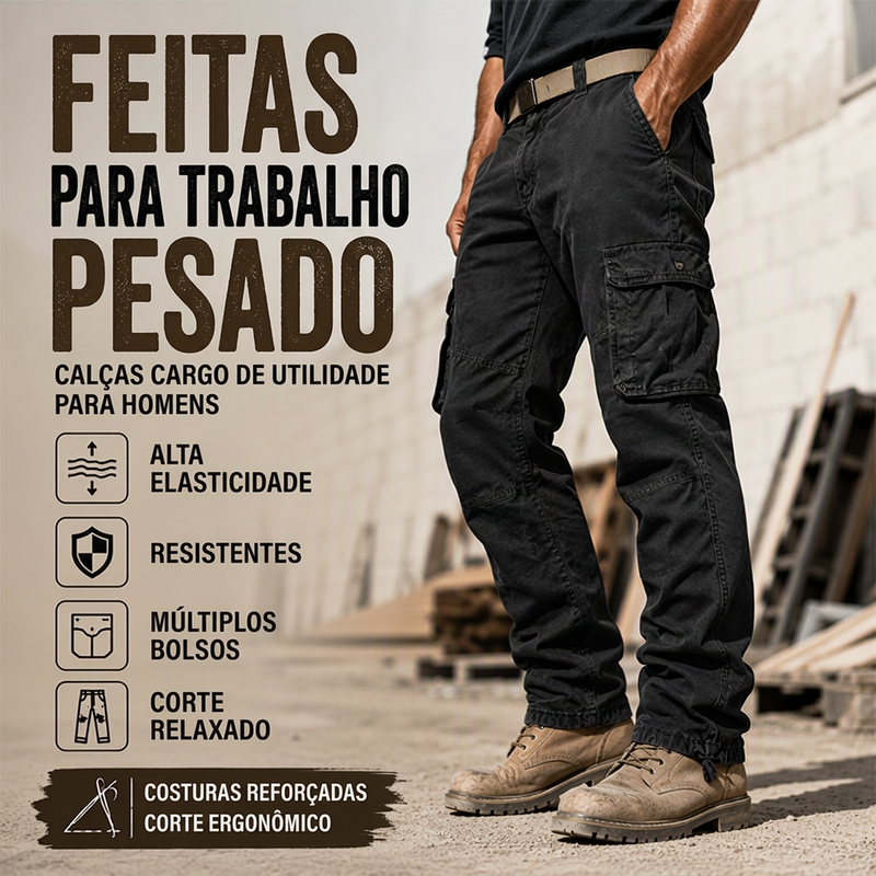 Calças cargo táticas masculinas com múltiplos bolsos