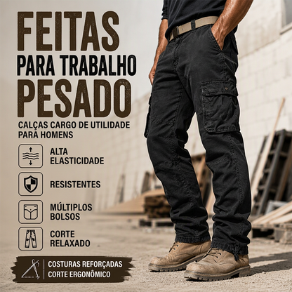 Calças cargo táticas masculinas com múltiplos bolsos