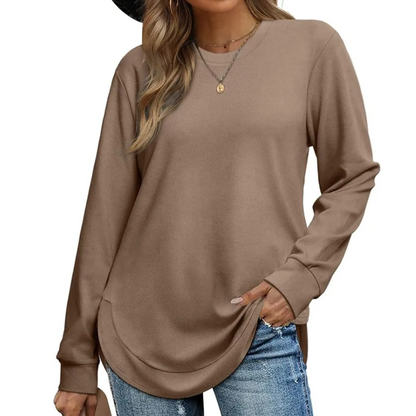 Blusa de manga comprida de abertura frontal para mulher