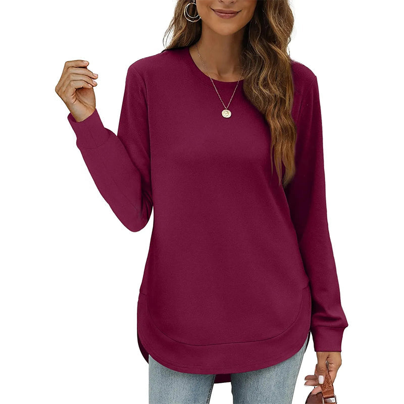 Blusa de manga comprida de abertura frontal para mulher