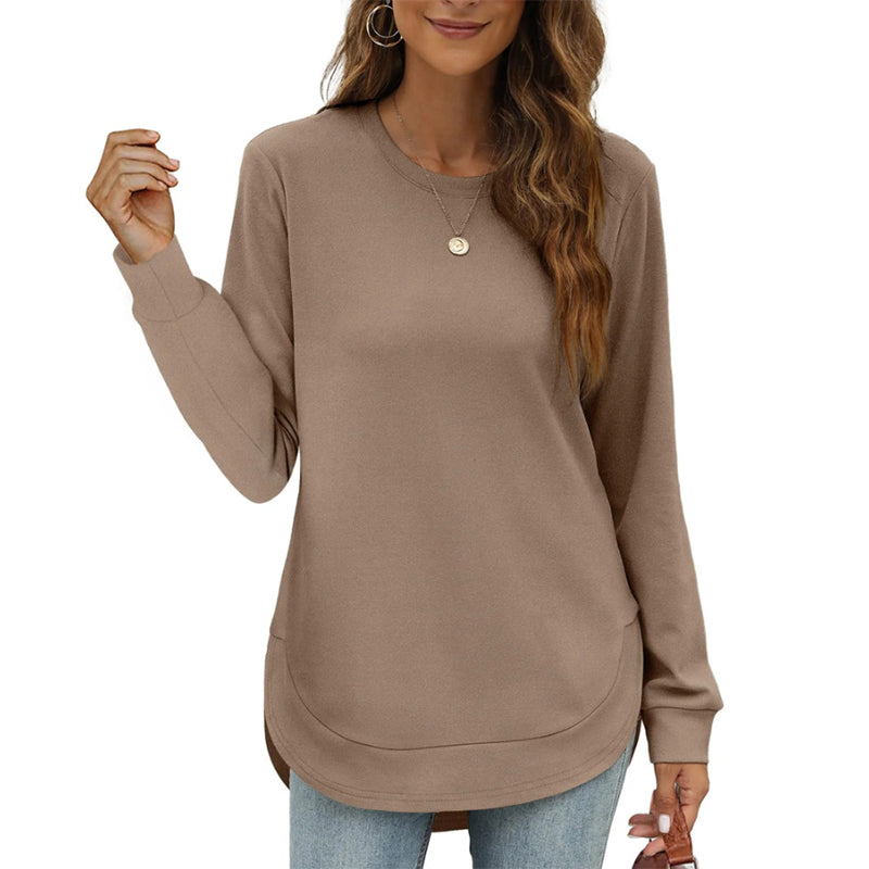 Blusa de manga comprida de abertura frontal para mulher