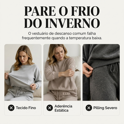 💖 Conforto Premium✨ Conjunto de Pelúcia Geométrica em Relevo – Conjunto de pelúcia em relevo quente, moderno e aconchegante para dias frios🍂👚