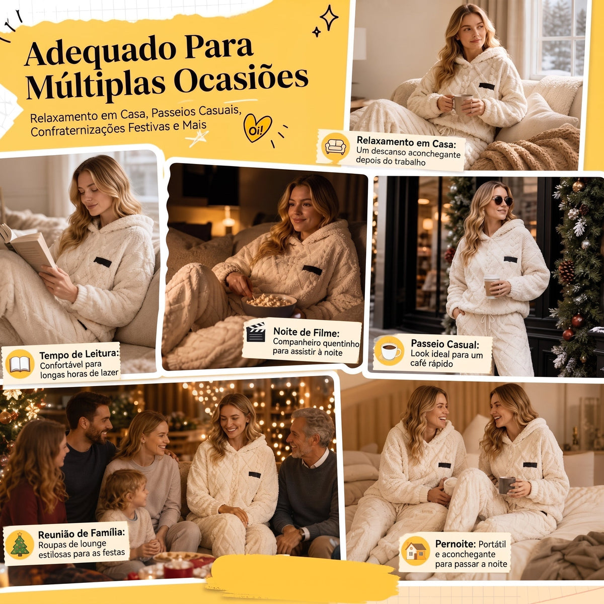 💖 Conforto Premium✨ Conjunto de Pelúcia Geométrica em Relevo – Conjunto de pelúcia em relevo quente, moderno e aconchegante para dias frios🍂👚