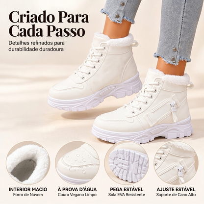 Botas femininas de cano curto com forro de pelúcia quente para inverno