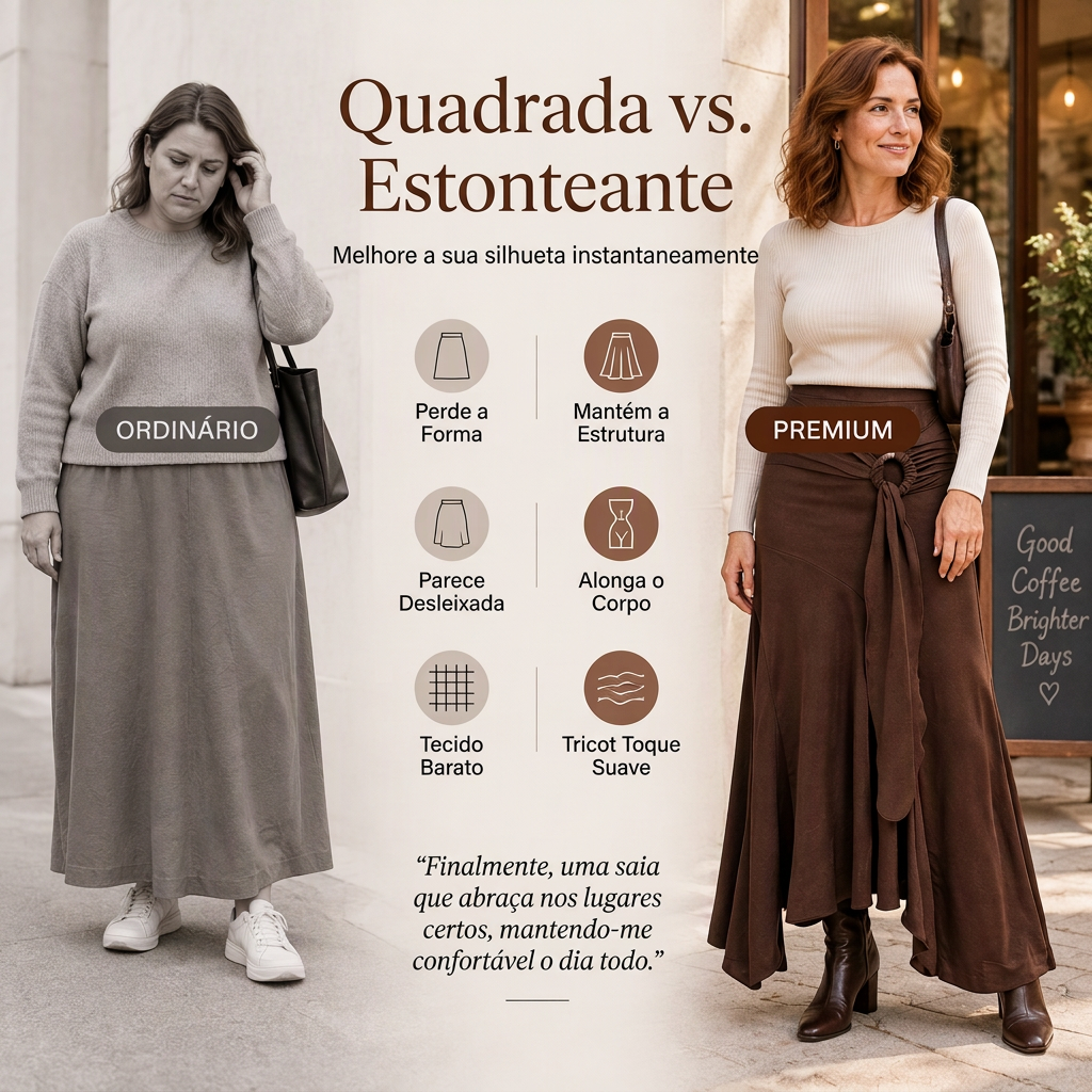 Saia midi de caiaque irregular com laço de anel O para mulheres