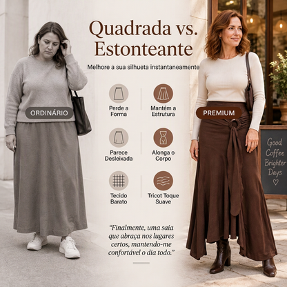 Saia midi de caiaque irregular com laço de anel O para mulheres