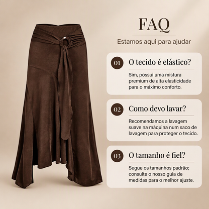 Saia midi de caiaque irregular com laço de anel O para mulheres