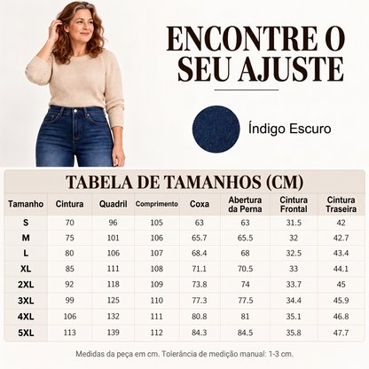 Calça Jeans Feminina Térmica de Cintura Alta e Perna Larga