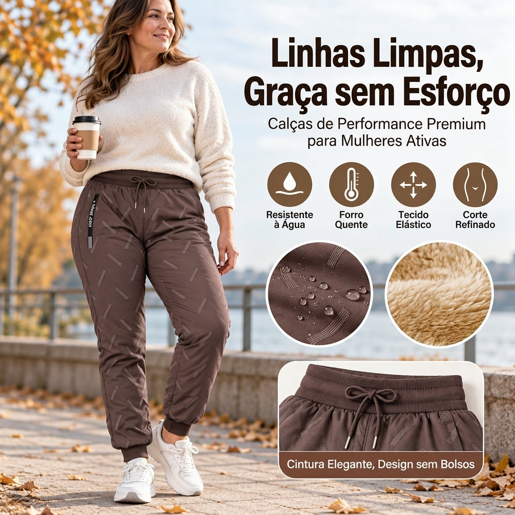 Calças femininas com forro Sherpa e resistentes à água