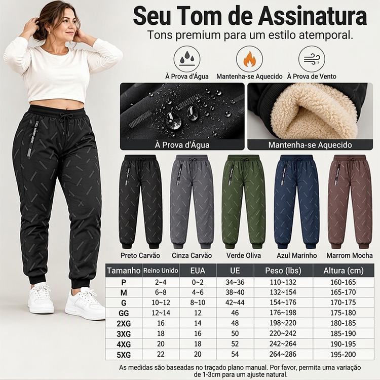 Calças femininas com forro Sherpa e resistentes à água