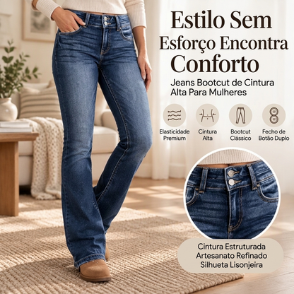 Calça Jeans Bootcut Feminina de Cintura Alta com Dois Botões