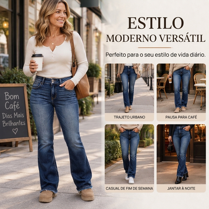 Calça Jeans Bootcut Feminina de Cintura Alta com Dois Botões