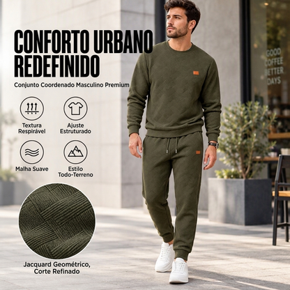 Conjunto Esportivo Casual Masculino em Jacquard Texturizado